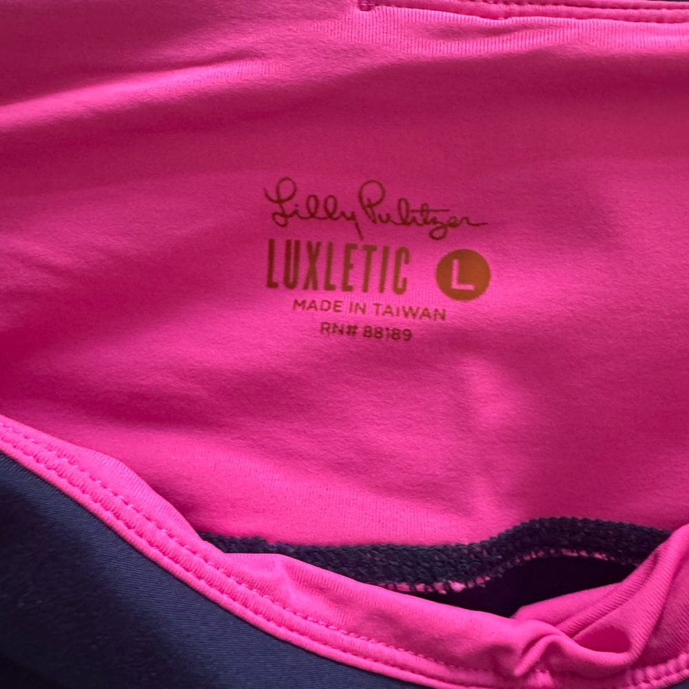 Lilly Pulitzer Luxletic Bright Pink and Navy Leggings